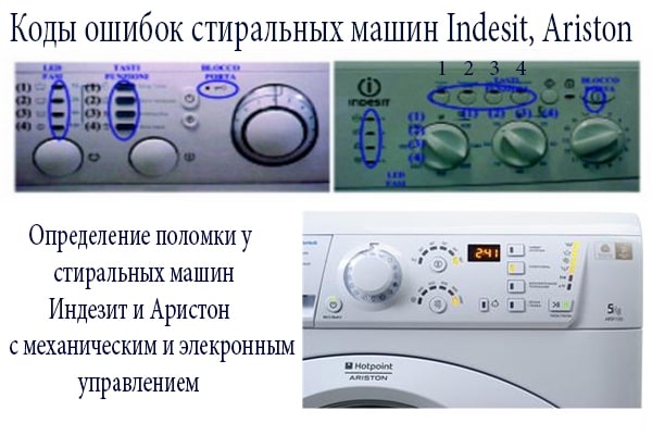 Код ошибки у стиральной машины Аристон и Индезит